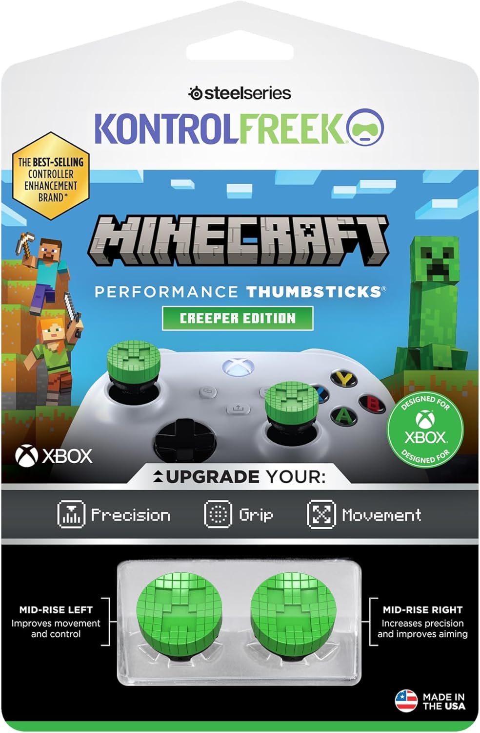 Thumbsticks KontrolFreek Minecraft Creeper pour Xbox Series X|S, 2 joysticks mi-hauts – Image 6