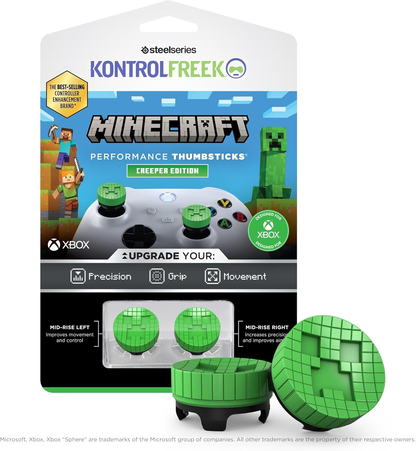 Thumbsticks KontrolFreek Minecraft Creeper pour Xbox Series X|S, 2 joysticks mi-hauts