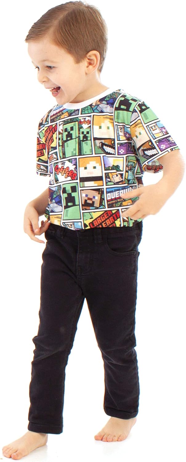 T-shirt Minecraft multicolore Steve et Creeper à manches courtes pour garçon – Image 3
