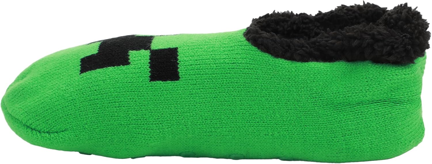 Chaussons chaussettes femme Minecraft Creeper Face vert – Image 3