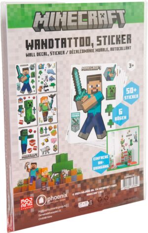 Stickers muraux Minecraft en plastique avec figurines, lot de 6 feuilles