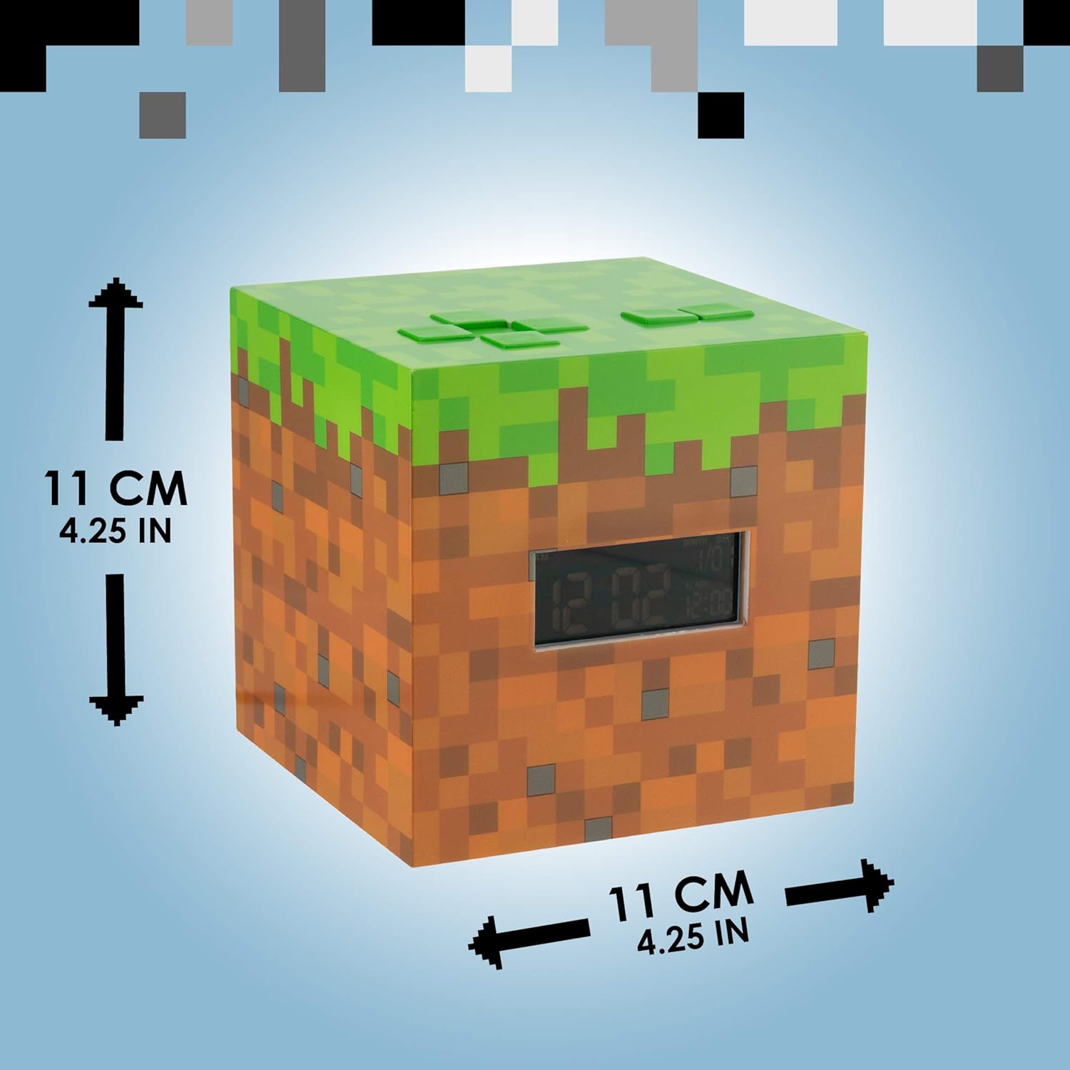 Réveil digital Minecraft bloc d'herbe avec lumière et musique, vert – Image 6