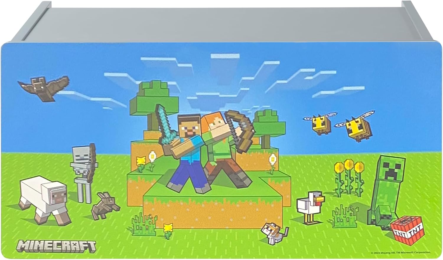Coffre banc imprimé Minecraft en MDF 60 cm – Image 2