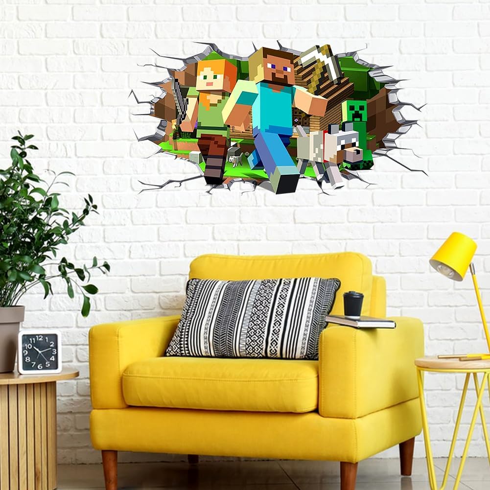 Sticker mural Minecraft Creeper 3D amovible en PVC autocollant – Image 6