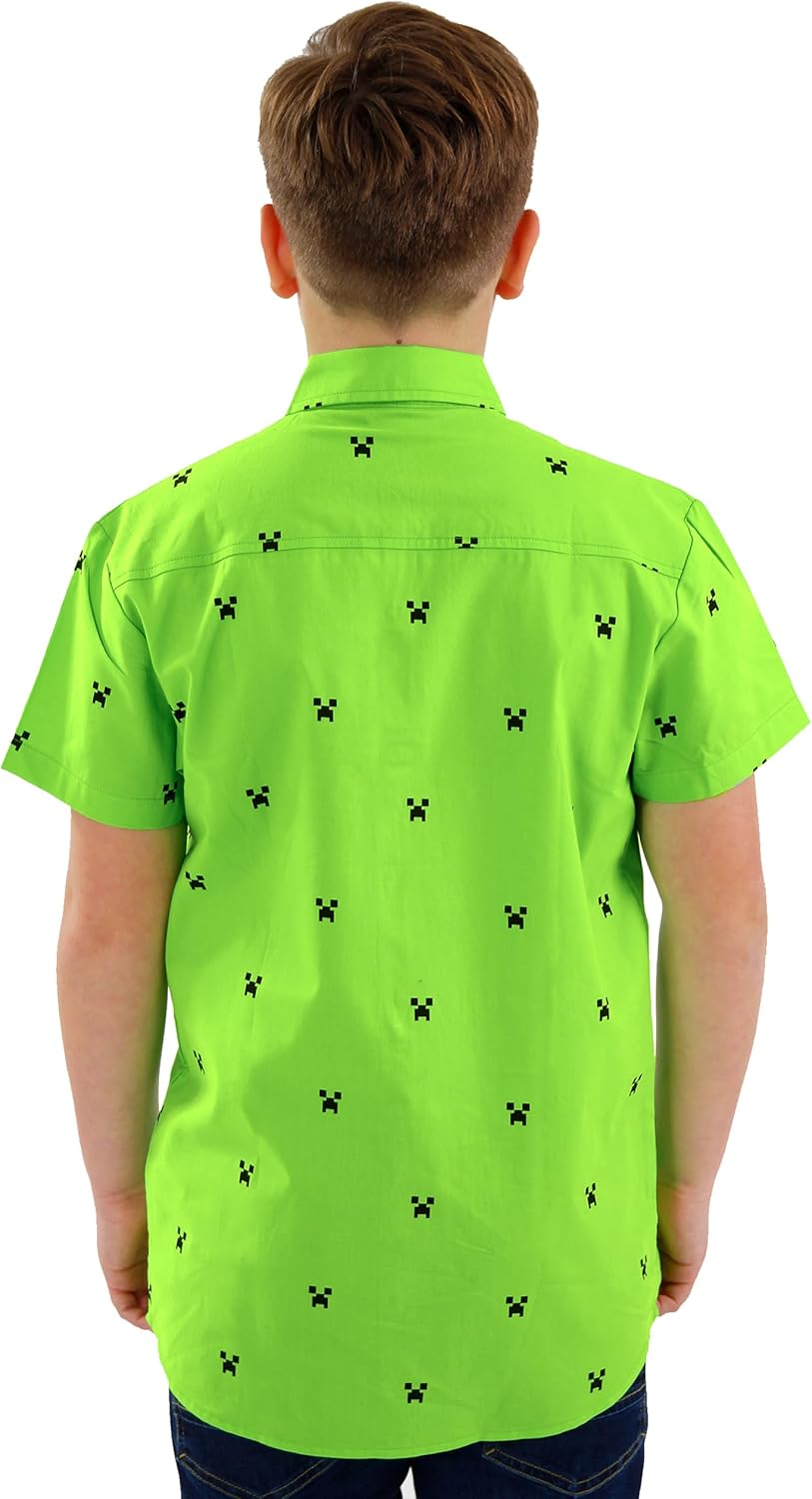 Chemise garçon Minecraft verte avec poche Creeper – Image 4