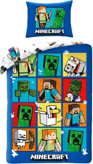 Parure Minecraft Creepers en 100% coton, housse de couette 140x200 cm