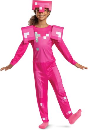 Costume rose Minecraft avec casque ajustable pour enfant