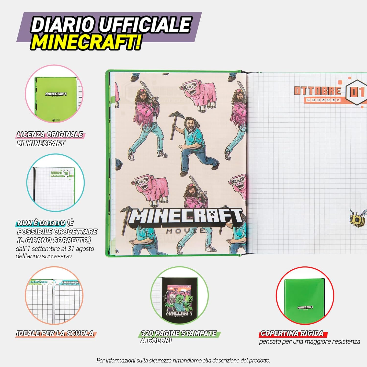 Agenda scolaire Minecraft 12 mois avec couverture rembourrée, 320 pages, 13 x 17,8 – Image 3