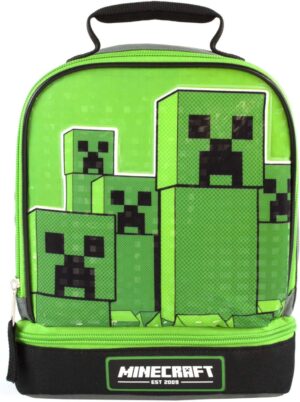 Sac à lunch enfant Minecraft Creeper à compartiment zippé, taille unique