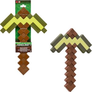 Pioche en or Minecraft au design pixélisé pour jeu de rôle