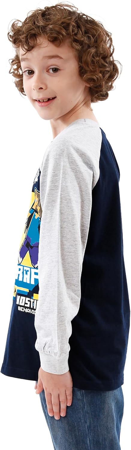 T-shirt Minecraft garçon à manches longues Creeper et Steve – Image 4