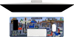 Tapis de bureau antidérapant Minecraft World pour clavier et souris