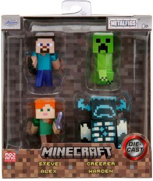 Minecraft coffret de 4 figurines métal 6 cm Steve, Alex, Creeper et Warden