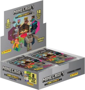 Boîte PANINI Minecraft Trading Cards 4 Challenges avec 18 pochettes
