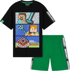 Ensemble pyjama court Minecraft en coton pour garçon