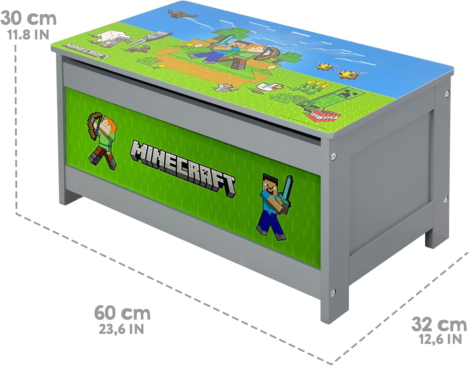 Coffre banc imprimé Minecraft en MDF 60 cm – Image 5