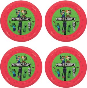 Set de 4 assiettes Minecraft Procos en plastique réutilisable, 21 cm