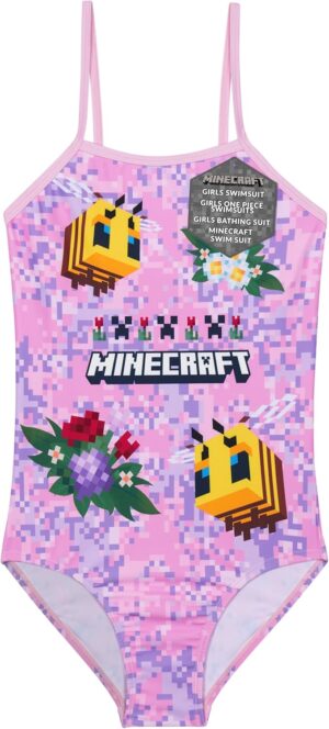 Maillot de bain 1 pièce fille Minecraft Pokemon, tissu extensible