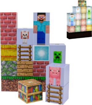 Lampe de construction Minecraft avec 16 blocs lumineux et base d'herbe