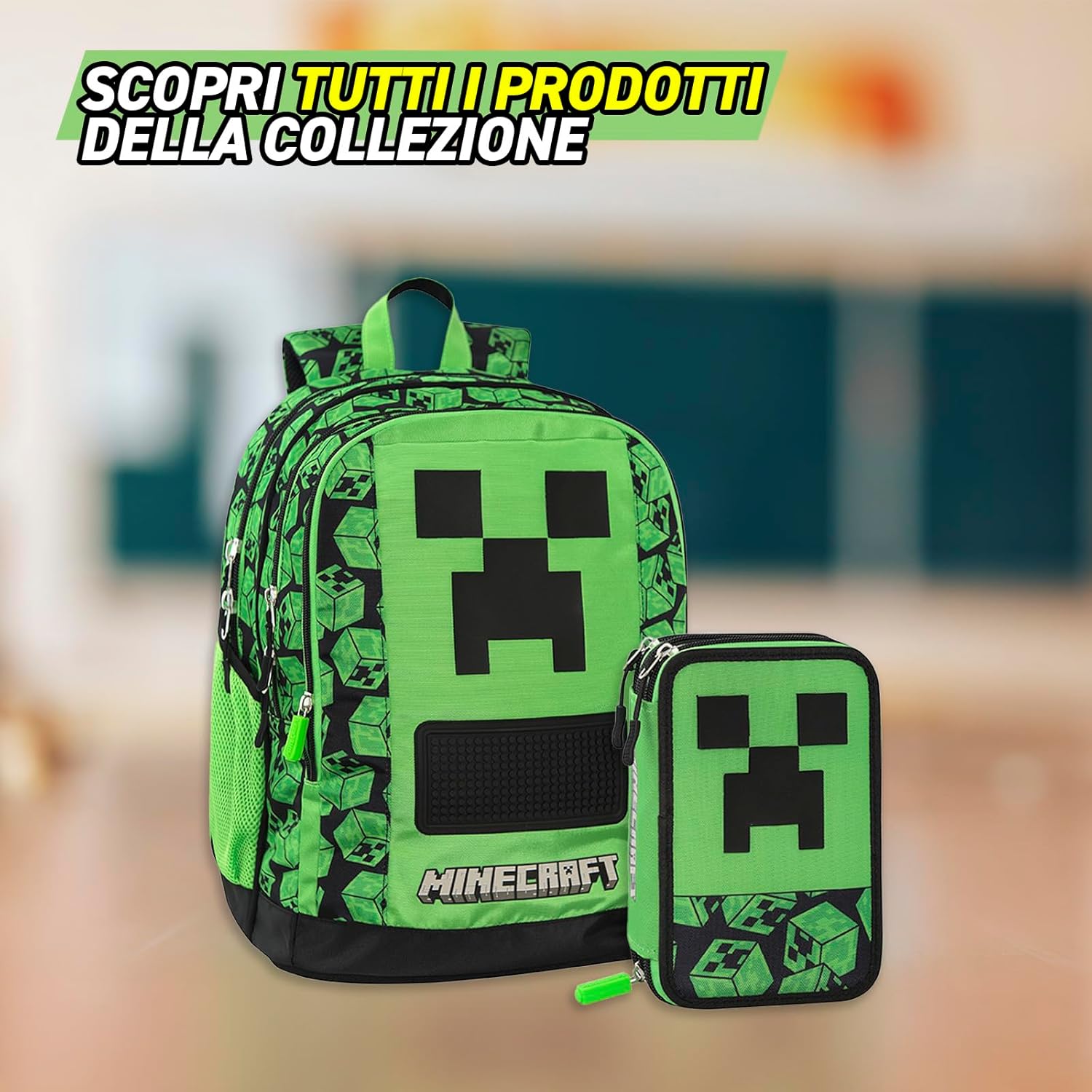 Sac à dos scolaire Minecraft 2 grands espaces 32 x 43 – Image 6
