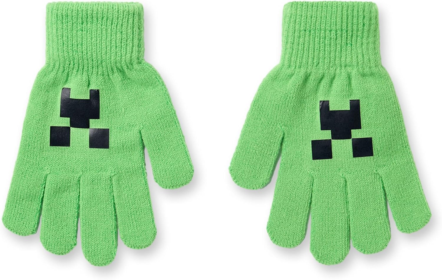 Ensemble hiver Minecraft Creeper avec bonnet à pompon, gants et écharpe enfant – Image 2