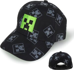 Casquette Minecraft Creeper enfant réglable noire 52-54