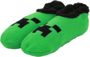 Chaussons chaussettes femme Minecraft Creeper Face vert