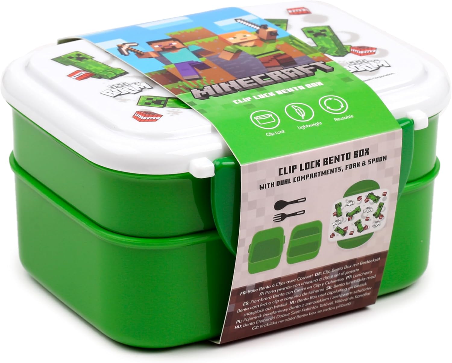 Boîte bento Minecraft Creeper et TNT avec couverts – Image 3