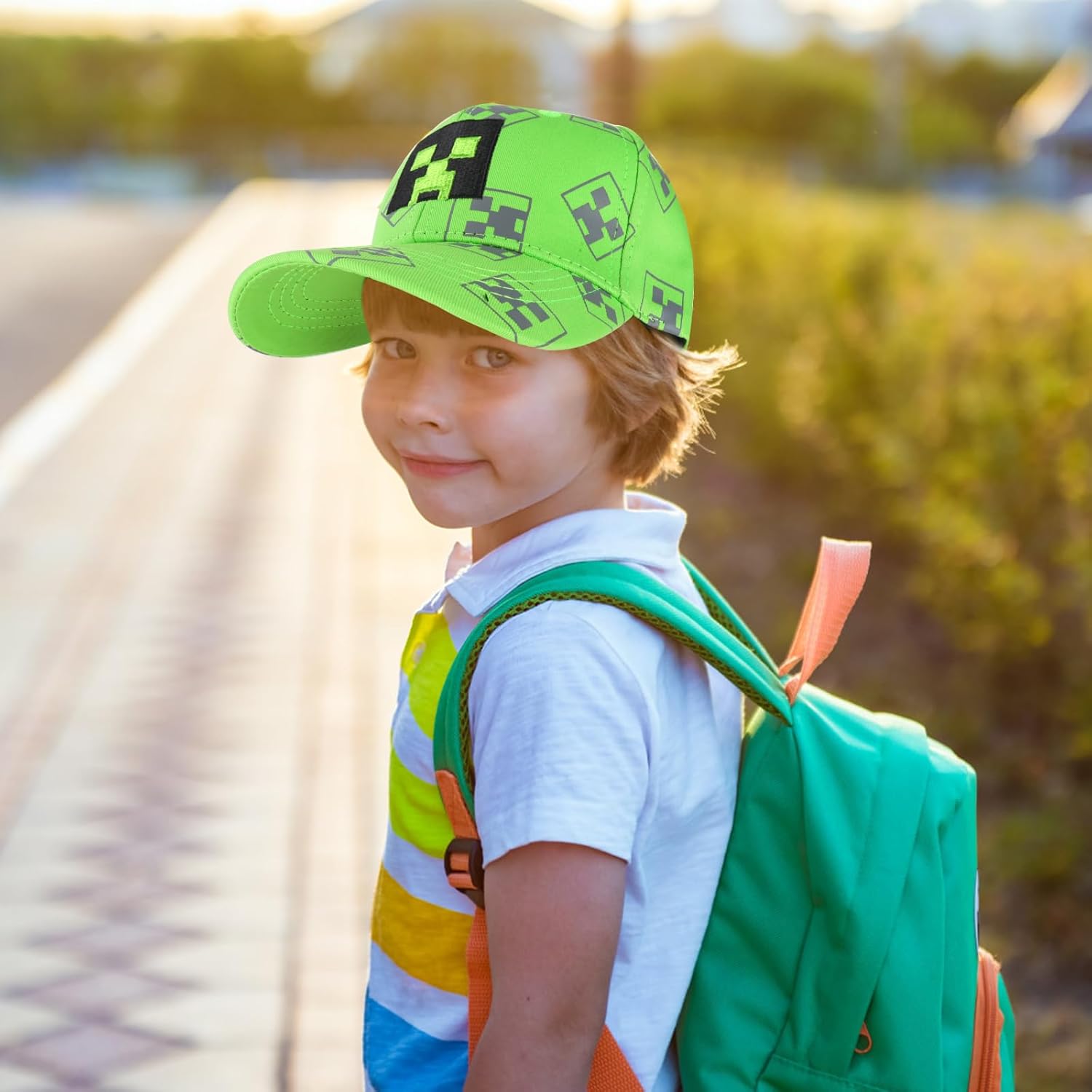 Casquette enfant Minecraft Creeper réglable verte – Image 5