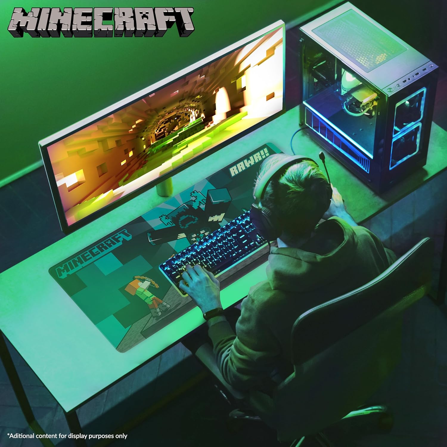 Tapis de bureau antidérapant Minecraft bleu 80 x 35 cm – Image 2