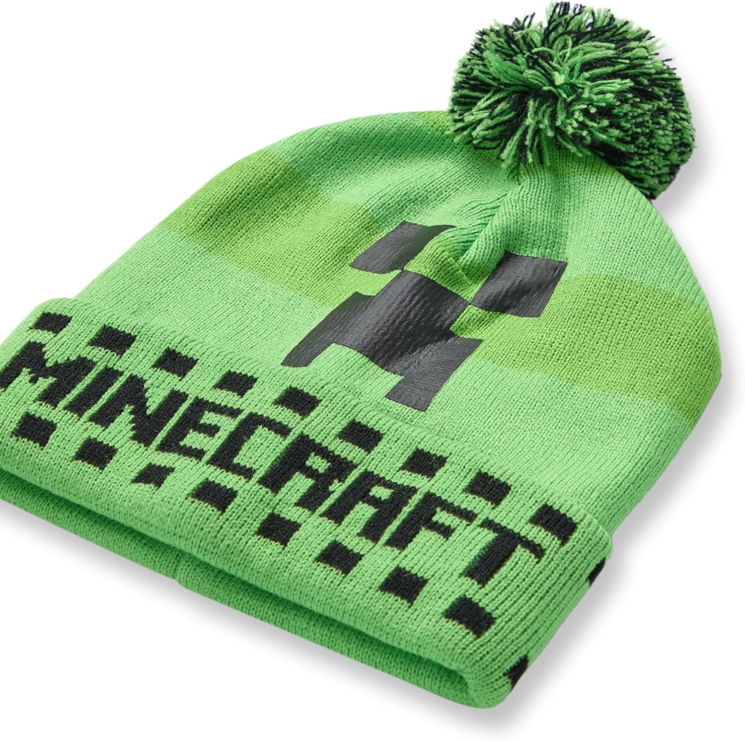 Ensemble hiver Minecraft Creeper avec bonnet à pompon, gants et écharpe enfant – Image 5