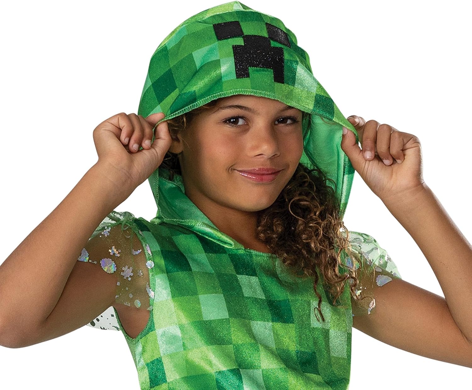 Costume enfant Minecraft Creeper avec robe verte à capuche, taille S pour 4 à 6 ans – Image 4