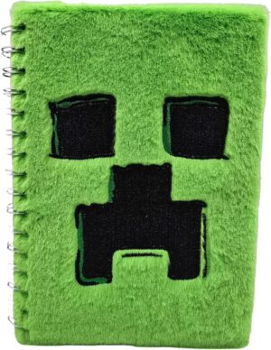 Bloc-notes A5 Creeper Minecraft Movie à couverture verte en peluche douce