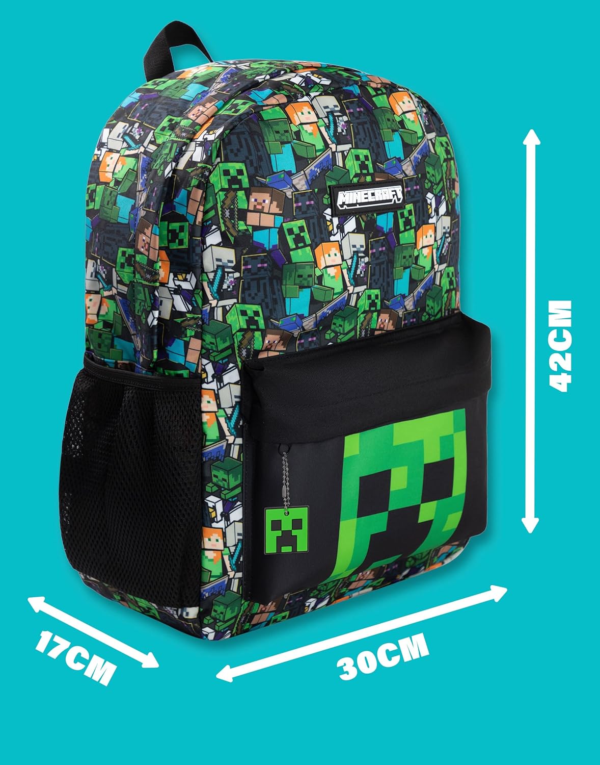Sac à dos scolaire Minecraft motif Creeper Face – Image 2
