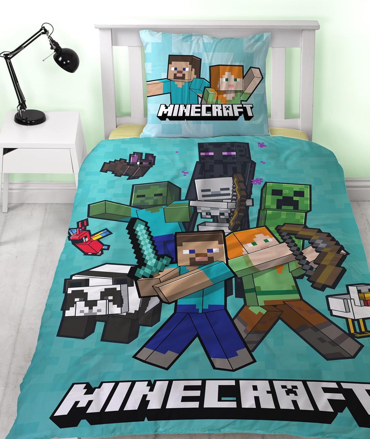 Parure enfant Minecraft Steve et Alex réversible 140x200 cm – Image 2