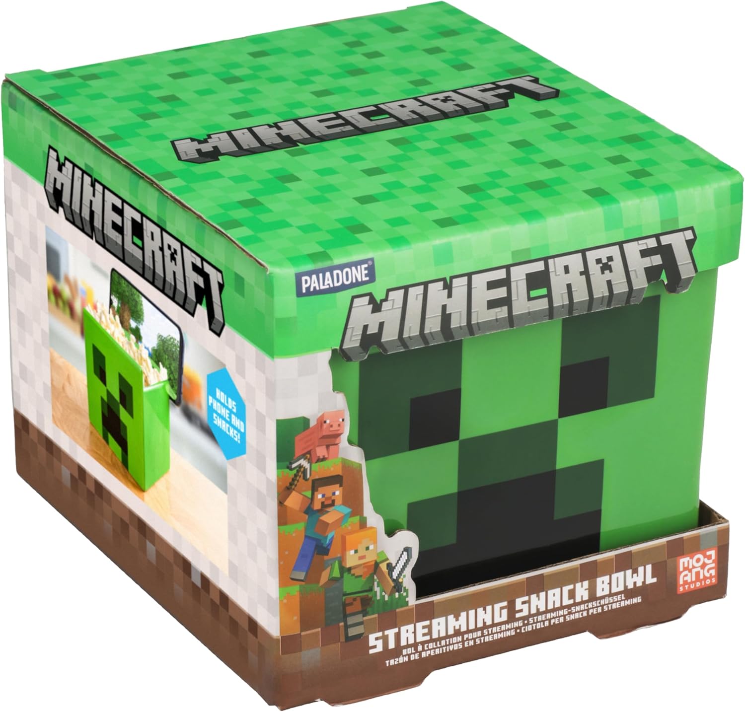 Bol à collation Minecraft Creeper 2 en 1 en céramique avec support téléphone – Image 2