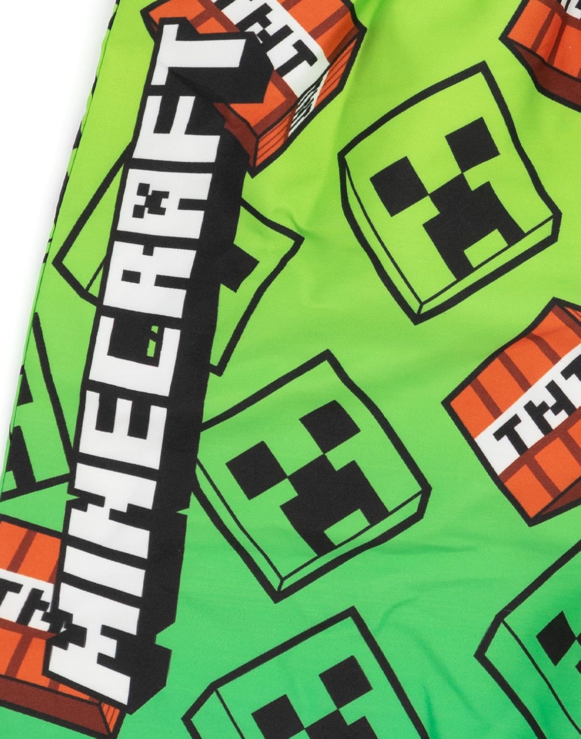 Short de bain Minecraft vert ou bleu vert pour garçon avec Creeper, Steve, Alex et TNT – Image 7