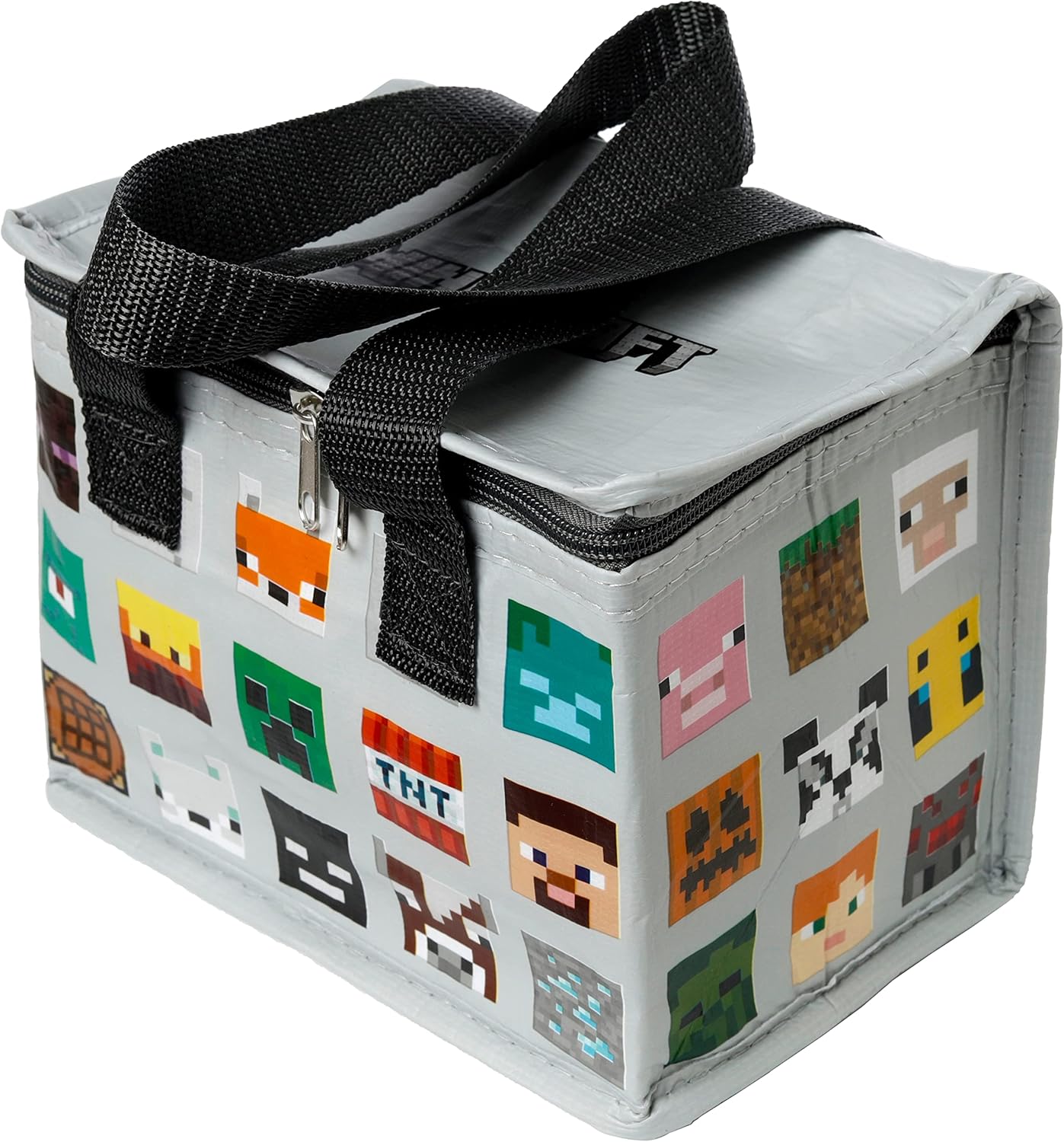 Lunch bag Minecraft gris isotherme en rPET recyclé avec personnages