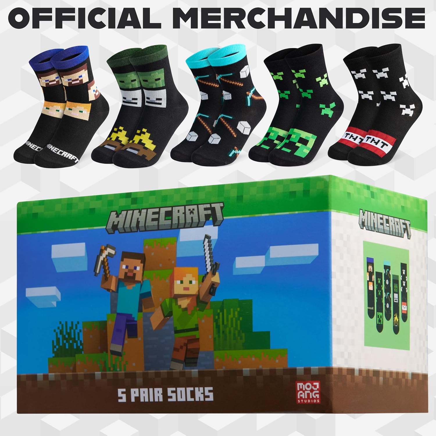 Lot de chaussettes garçon Minecraft, tailles 31-36 et 37-40 – Image 6