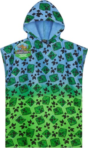 Poncho de bain Minecraft Creeper à capuche enfant et ado