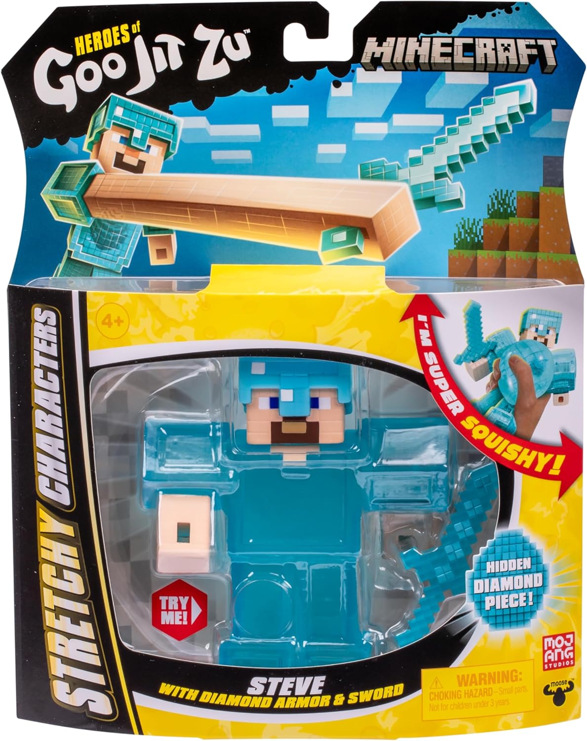 Steve Minecraft étirable avec épée, armure en diamant et diamant caché – Image 2