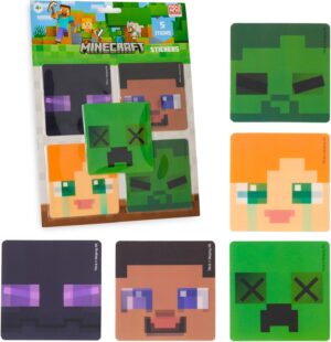 Lot de 5 gommettes 3D lenticulaires Minecraft Creeper pour cahier et ordinateur portable