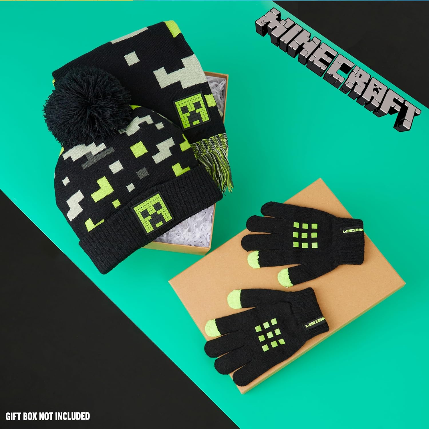 Minecraft set hiver enfant bonnet, gants et écharpe ou bob – Image 2
