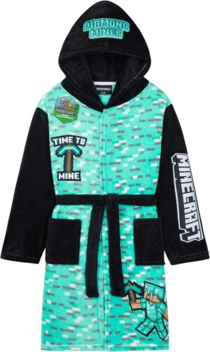 Peignoir polaire à capuche Minecraft Creeper avec poches