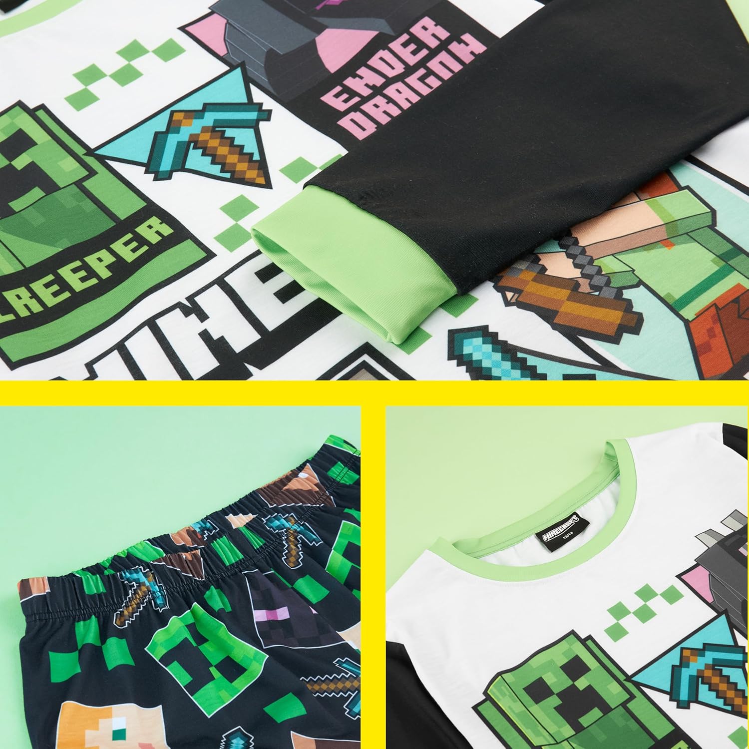 Pyjama Minecraft garçon et ado à manches longues, ensemble nuit 2 pièces – Image 5