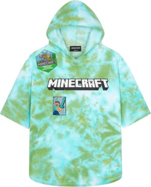 Poncho de bain à capuche Minecraft Creeper vert tie dye