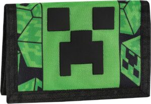 Portefeuille Minecraft zippé avec poche extérieure et rangements cartes