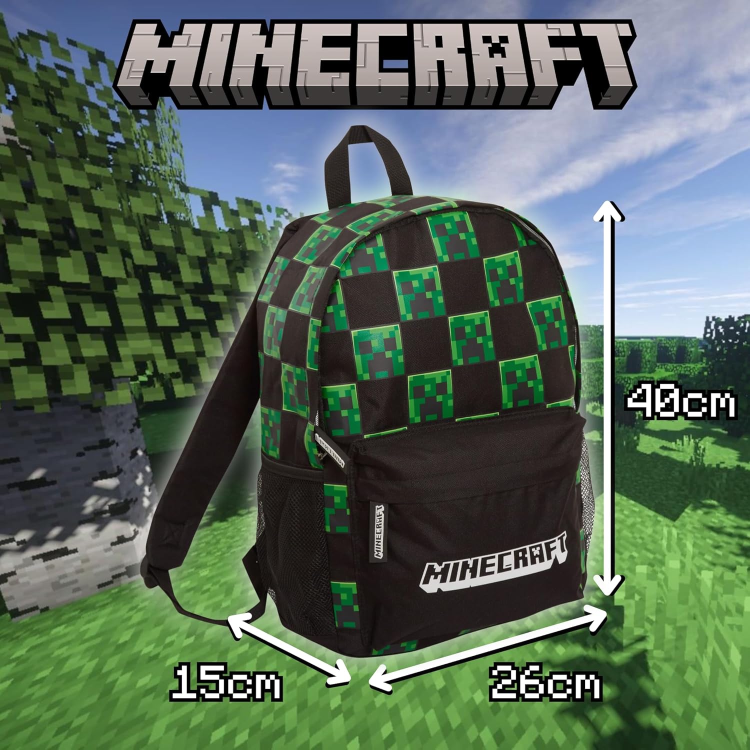 Sac à dos Minecraft Creeper noir pour enfants, adultes et ordinateur portable – Image 5