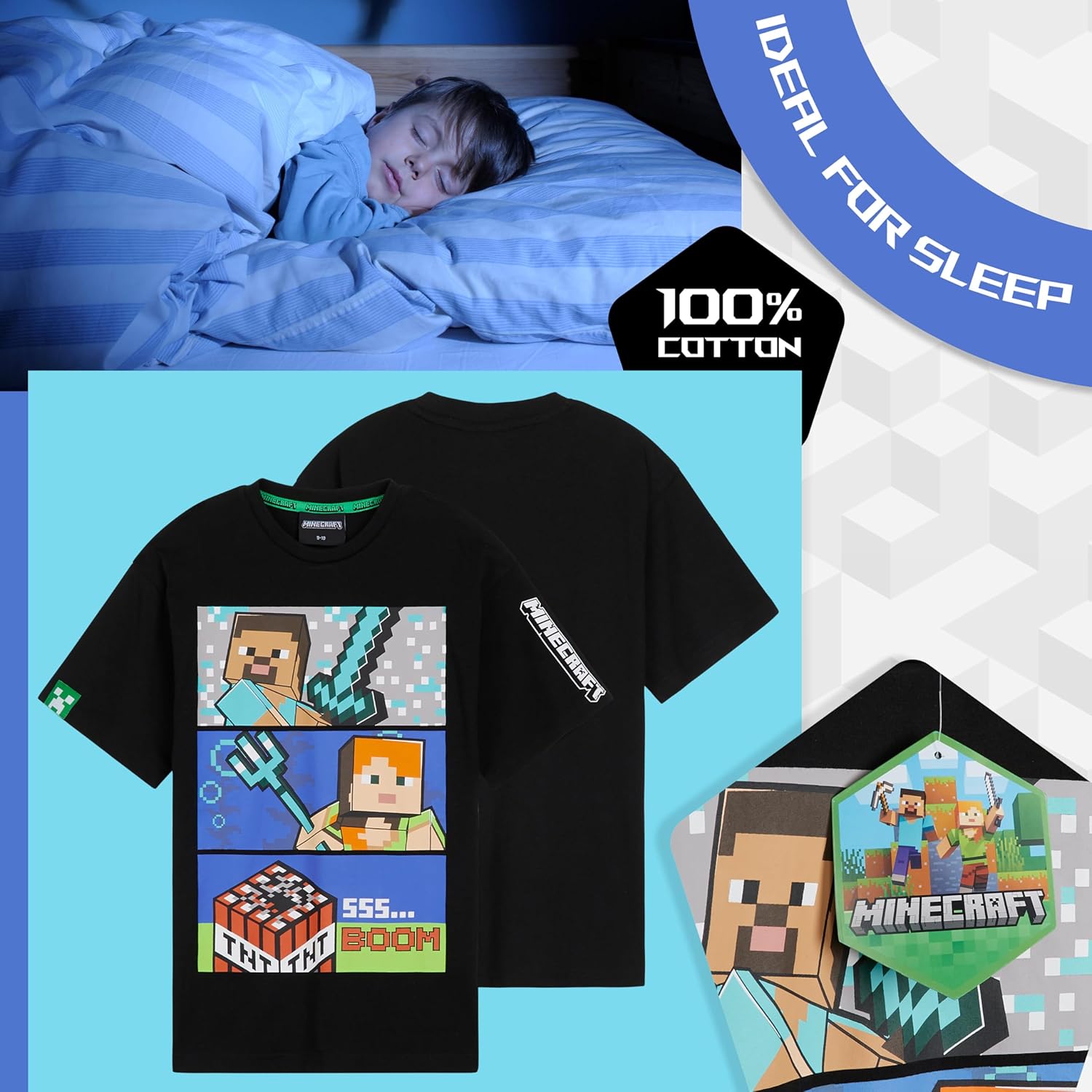 Ensemble pyjama court Minecraft en coton pour garçon – Image 4