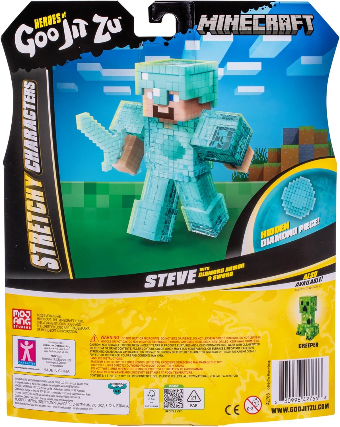 Steve Minecraft étirable avec épée, armure en diamant et diamant caché – Image 5